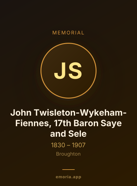 Memorial portrait of John Twisleton-Wykeham-Fiennes, 17th Baron Saye and Sele