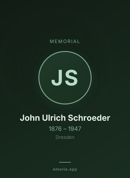 Memorial portrait of John Ulrich Schroeder