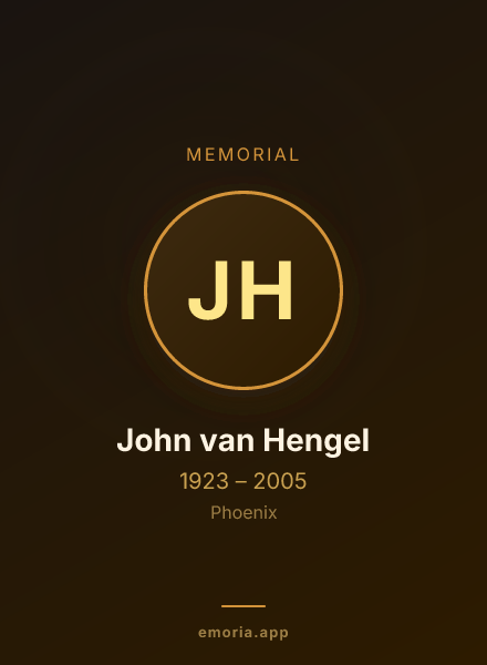 Memorial portrait of John van Hengel