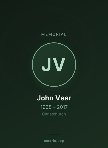 Memorial portrait of John Vear