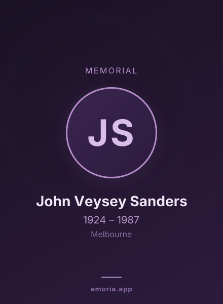 Memorial portrait of John Veysey Sanders