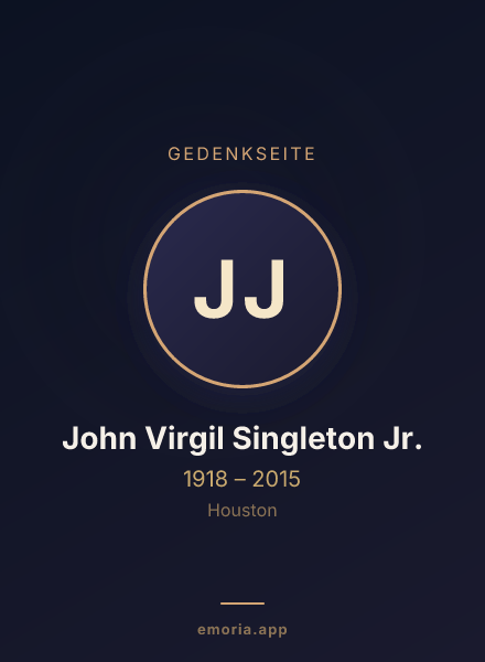 Gedenkportrait von John Virgil Singleton Jr.