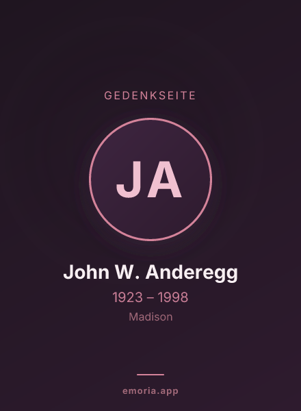 Gedenkportrait von John W. Anderegg