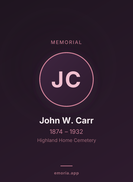 Memorial portrait of John W. Carr