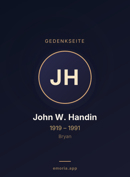 Gedenkportrait von John W. Handin