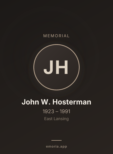 Memorial portrait of John W. Hosterman