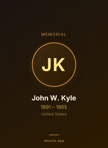 Memorial portrait of John W. Kyle