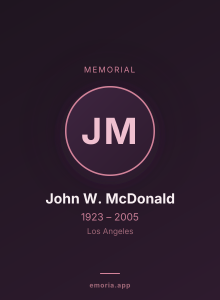 Memorial portrait of John W. McDonald