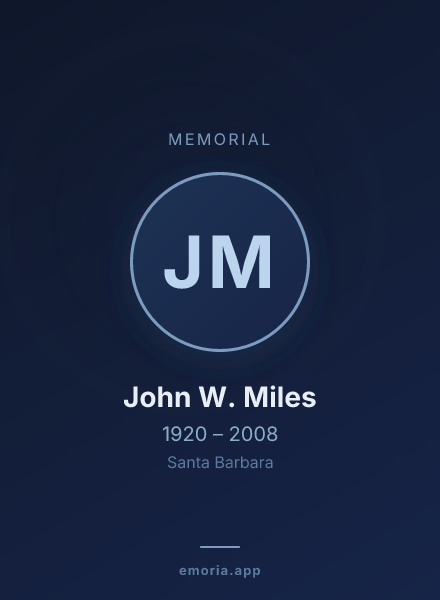 Memorial portrait of John W. Miles