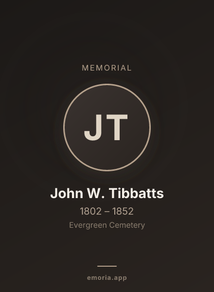 Memorial portrait of John W. Tibbatts