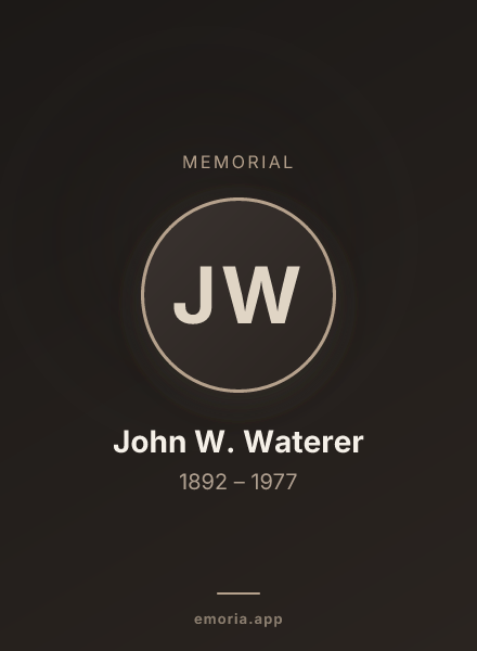 Memorial portrait of John W. Waterer