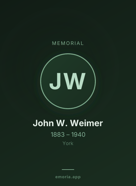 Memorial portrait of John W. Weimer