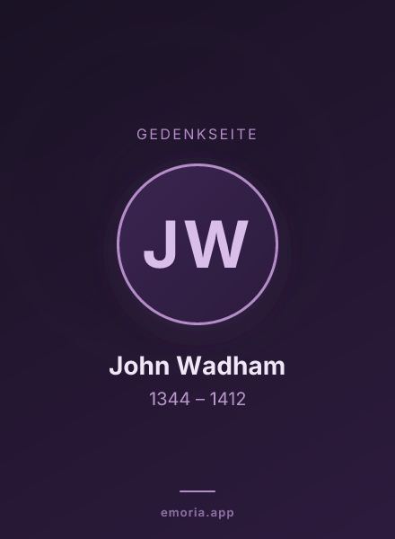 Gedenkportrait von John Wadham