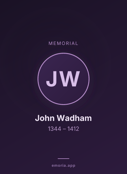 Memorial portrait of John Wadham