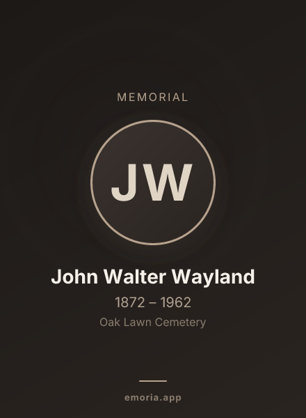 Memorial portrait of John Walter Wayland