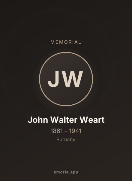 Memorial portrait of John Walter Weart