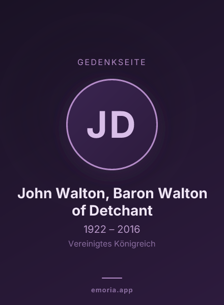 Gedenkportrait von John Walton, Baron Walton of Detchant