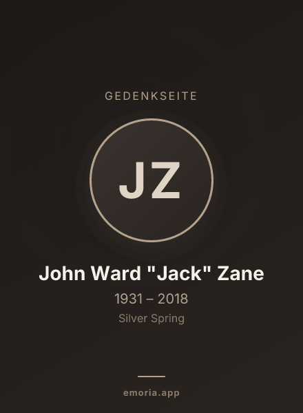 Gedenkportrait von John Ward "Jack" Zane