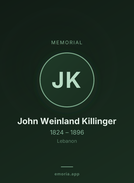 Memorial portrait of John Weinland Killinger
