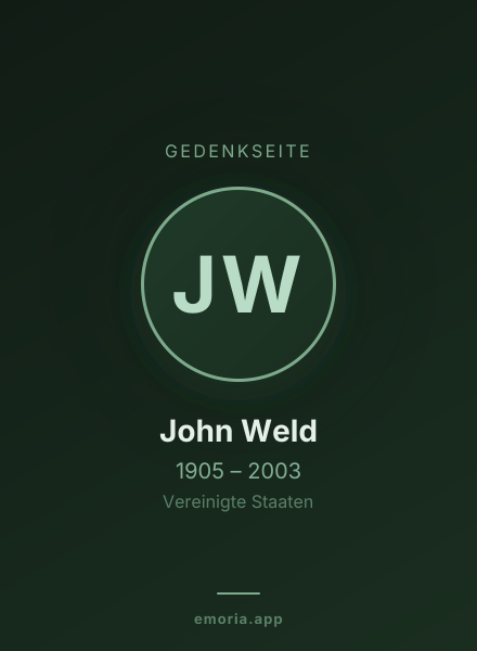 Gedenkportrait von John Weld