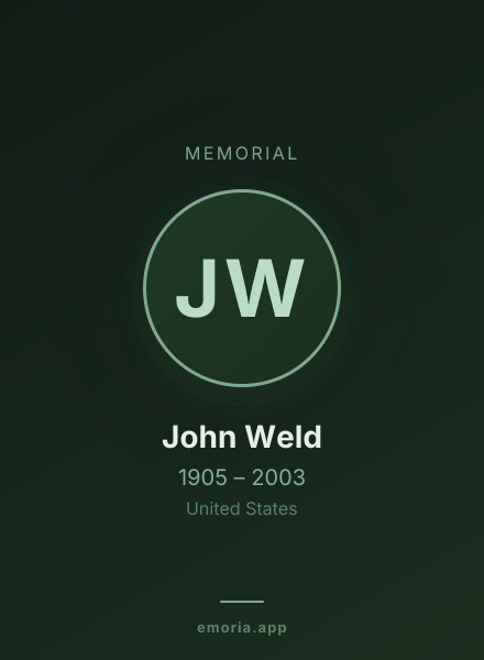 Memorial portrait of John Weld