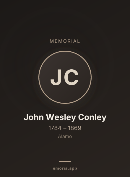 Memorial portrait of John Wesley Conley