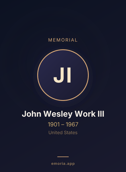 Memorial portrait of John Wesley Work III