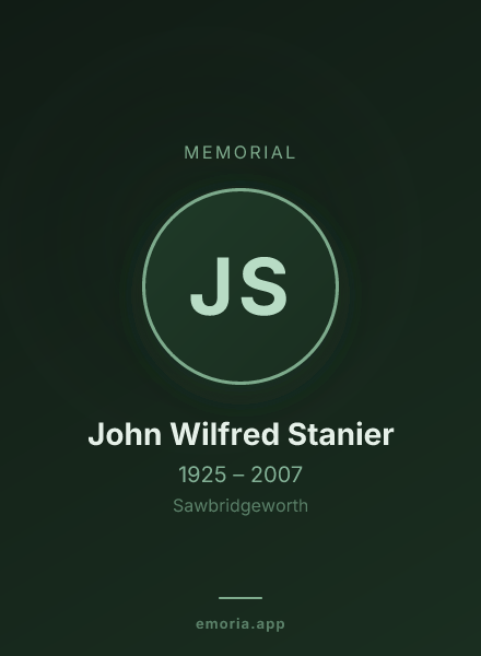 Memorial portrait of John Wilfred Stanier