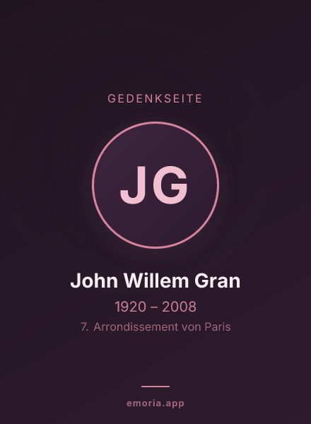 Gedenkportrait von John Willem Gran