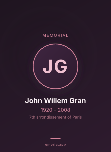 Memorial portrait of John Willem Gran
