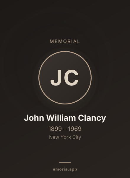 Memorial portrait of John William Clancy