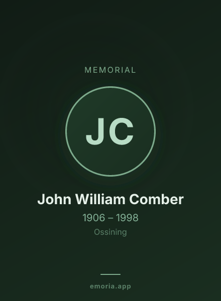 Memorial portrait of John William Comber