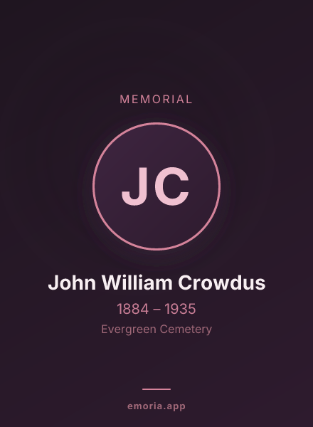 Memorial portrait of John William Crowdus