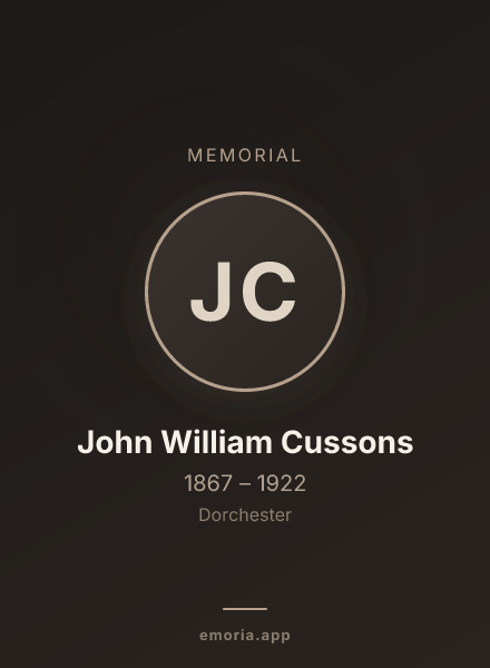 Memorial portrait of John William Cussons