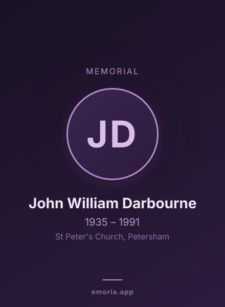 Memorial portrait of John William Darbourne