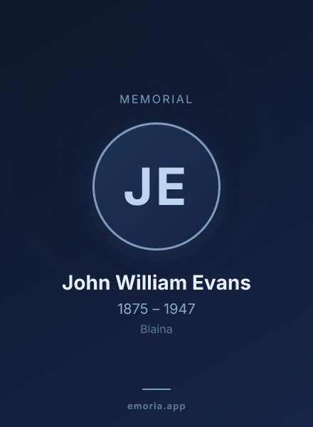 Memorial portrait of John William Evans