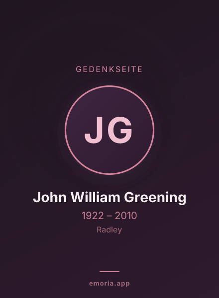 Gedenkportrait von John William Greening