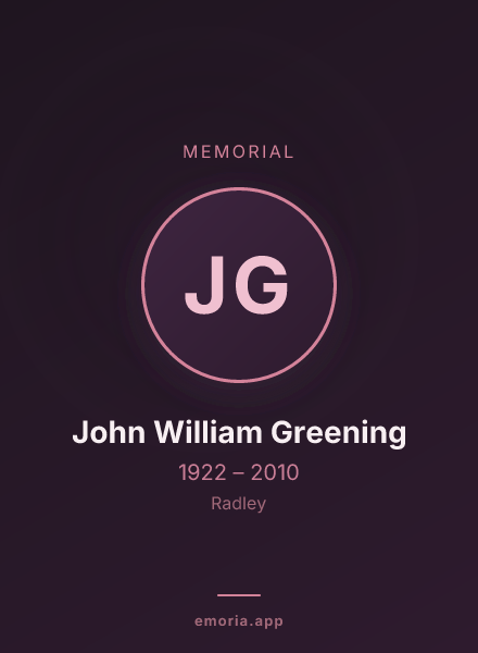 Memorial portrait of John William Greening