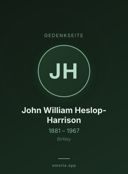 Gedenkportrait von John William Heslop-Harrison