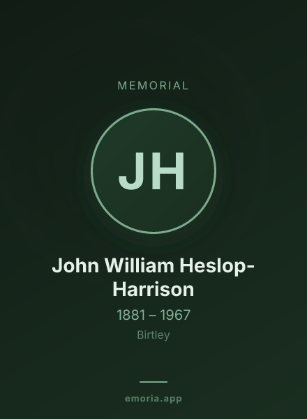 Memorial portrait of John William Heslop-Harrison
