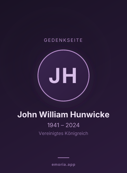 Gedenkportrait von John William Hunwicke