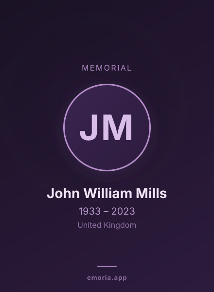 Memorial portrait of John William Mills