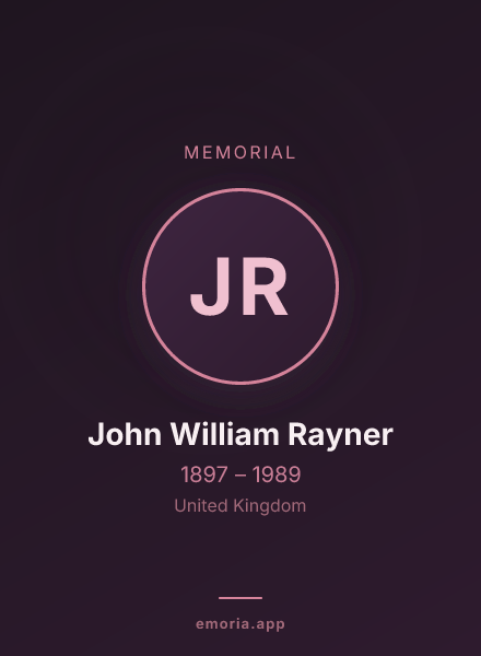 Memorial portrait of John William Rayner