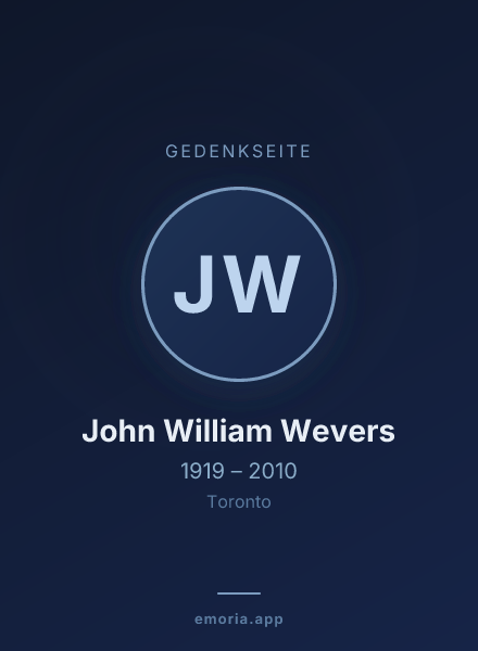 Gedenkportrait von John William Wevers