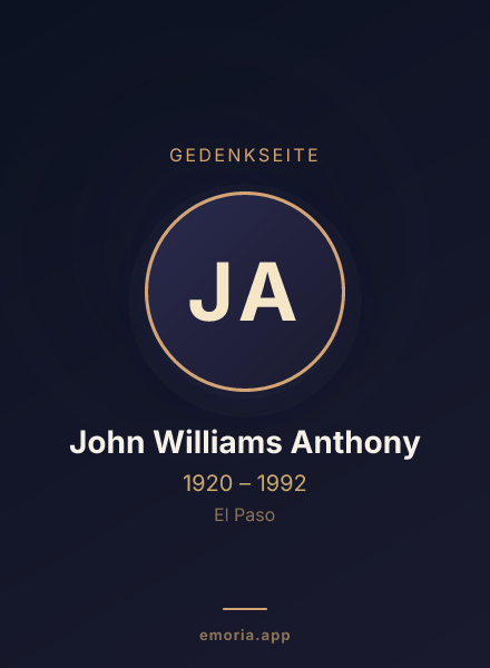 Gedenkportrait von John Williams Anthony