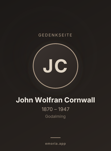 Gedenkportrait von John Wolfran Cornwall
