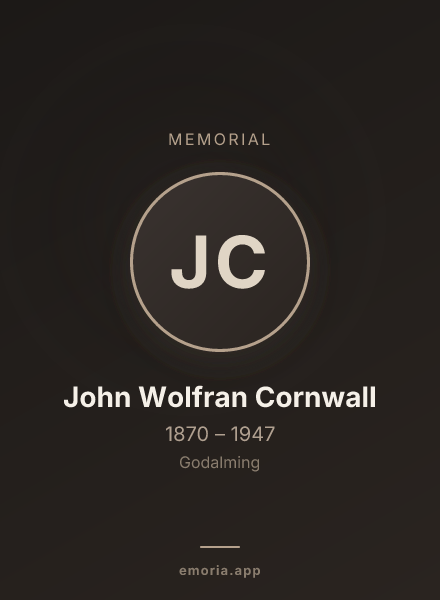Memorial portrait of John Wolfran Cornwall