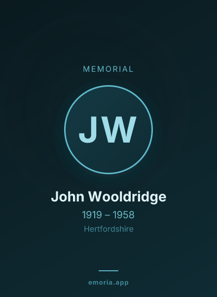 Memorial portrait of John Wooldridge