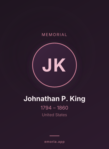 Memorial portrait of Johnathan P. King