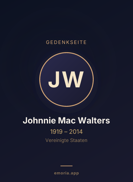 Gedenkportrait von Johnnie Mac Walters